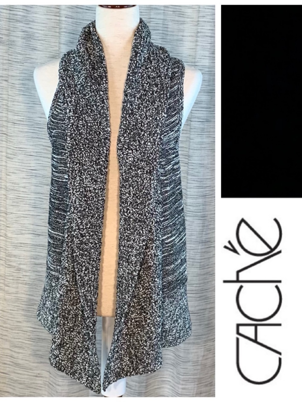 Cache Black and White Knit Sweater Vest.